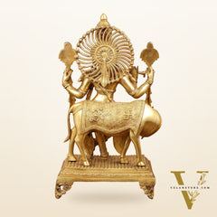 Brass Superfine Lord Krishna Statue with Shankh and Chakra - 24" Tall, 22kg