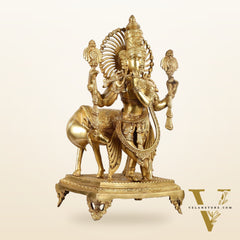 Brass Superfine Lord Krishna Statue with Shankh and Chakra - 24" Tall, 22kg