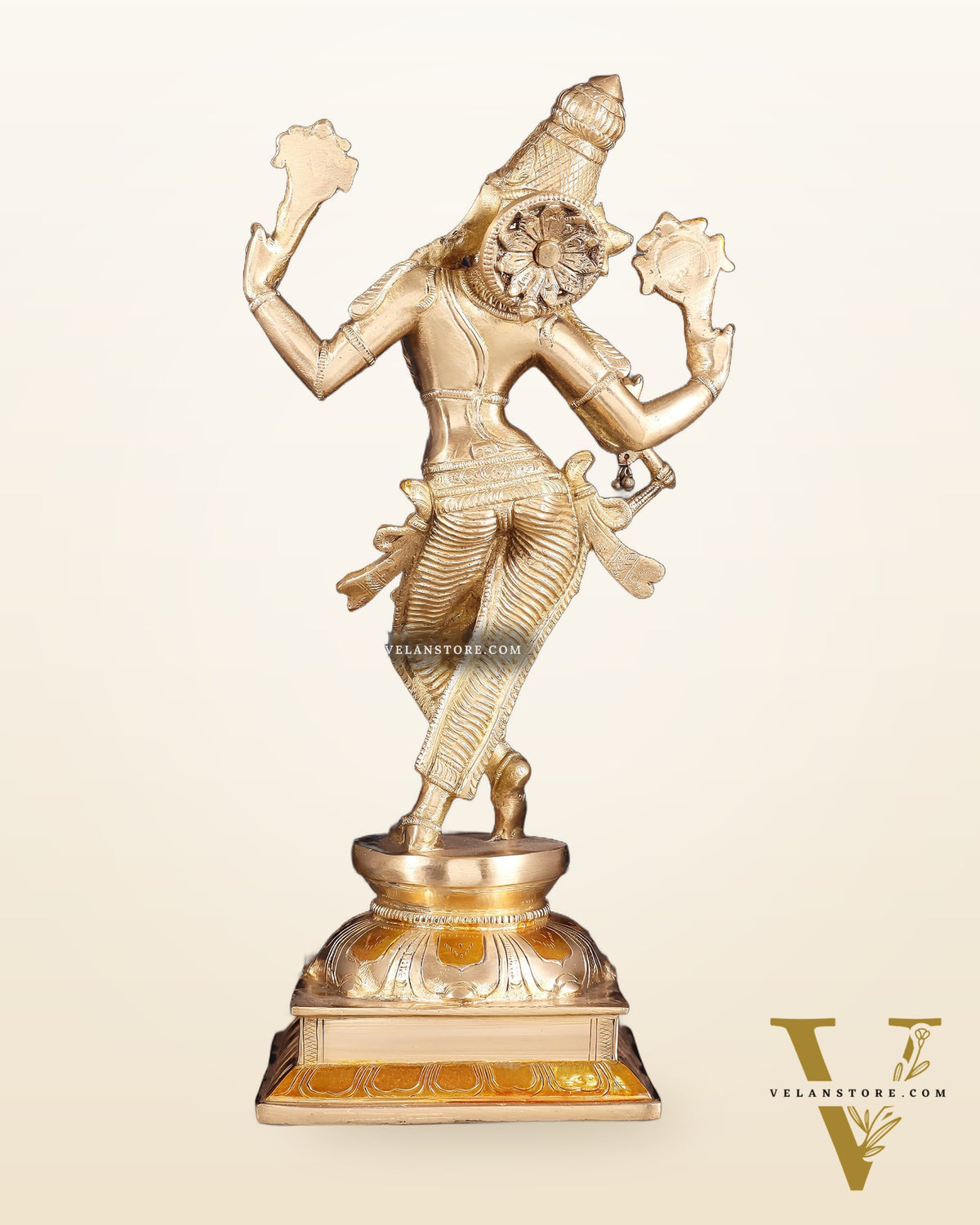Brass Superfine Lord Krishna with Unique Crown Idol | Height: 14.5 inch
