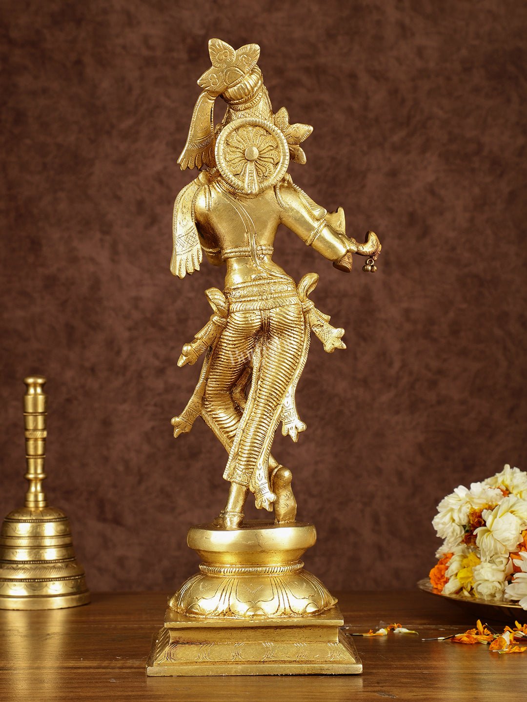 Brass Superfine Lord Krishna with Unique Crown Idol | Height: 14.5 inch