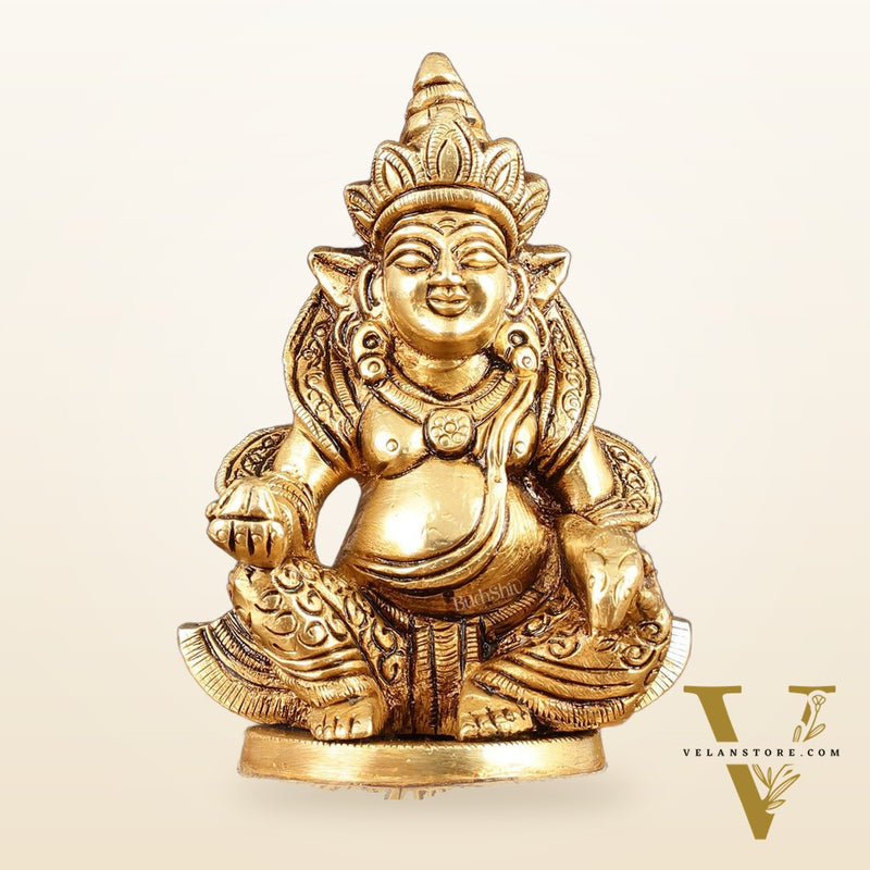 Brass Superfine Lord Kubera Idol - 4.5" Height