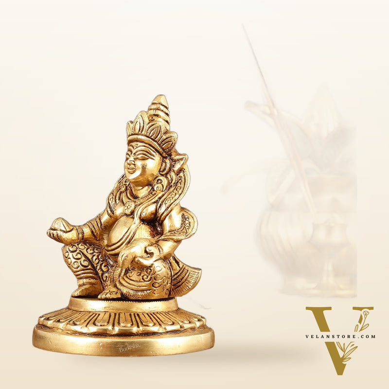 Brass Superfine Lord Kubera Idol - 4.5" Height
