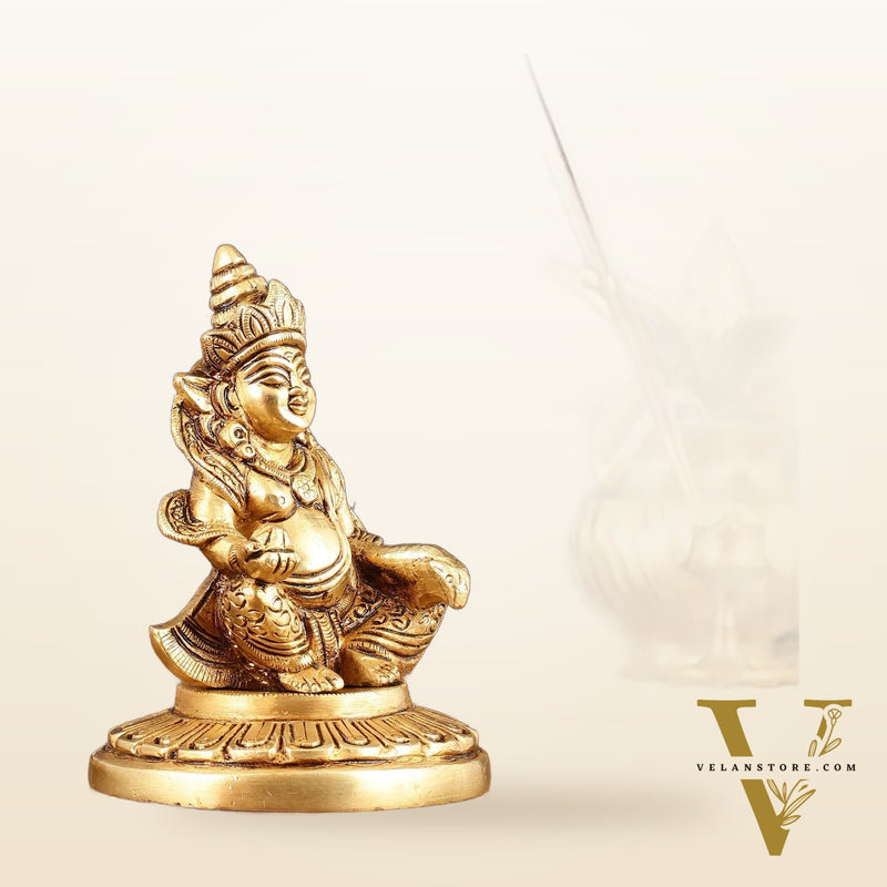 Brass Superfine Lord Kubera Idol - 4.5" Height