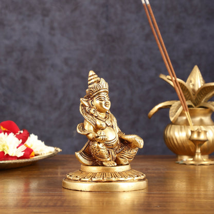 Brass Superfine Lord Kubera Idol - 4.5" Height