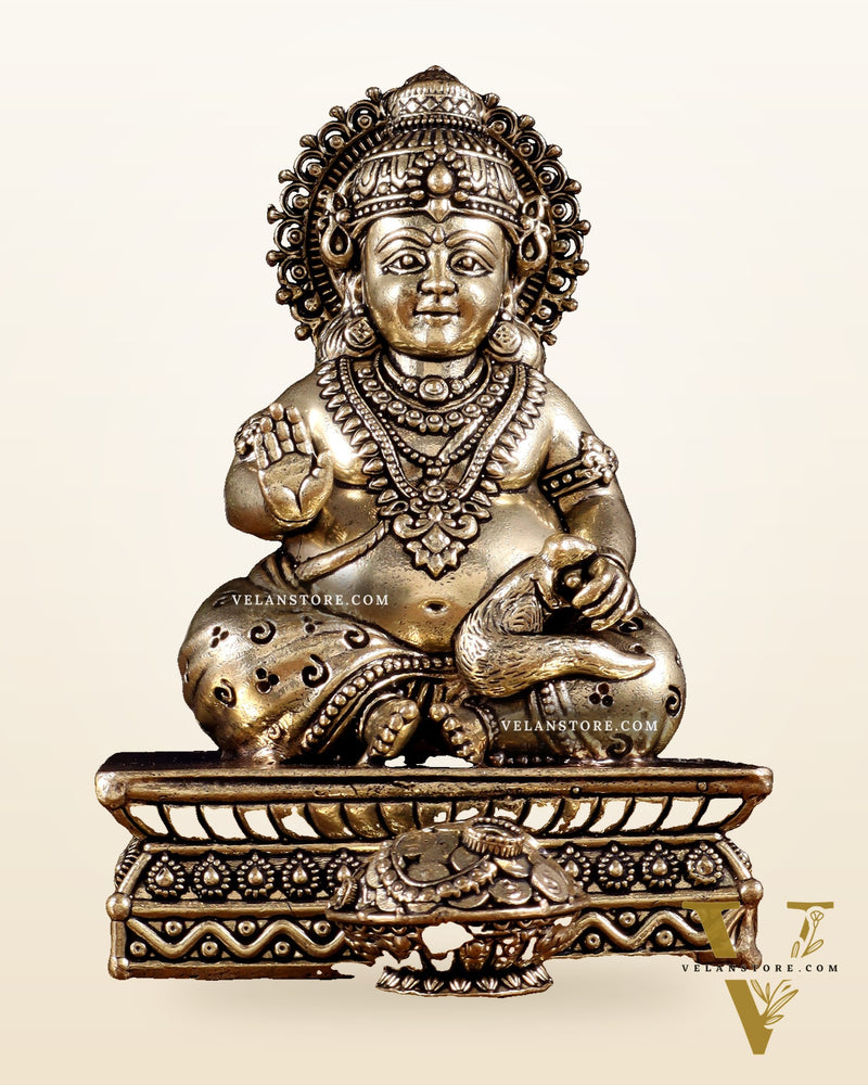 Brass Superfine Lord Kubera Idol – Intricately Crafted (5 Inch)