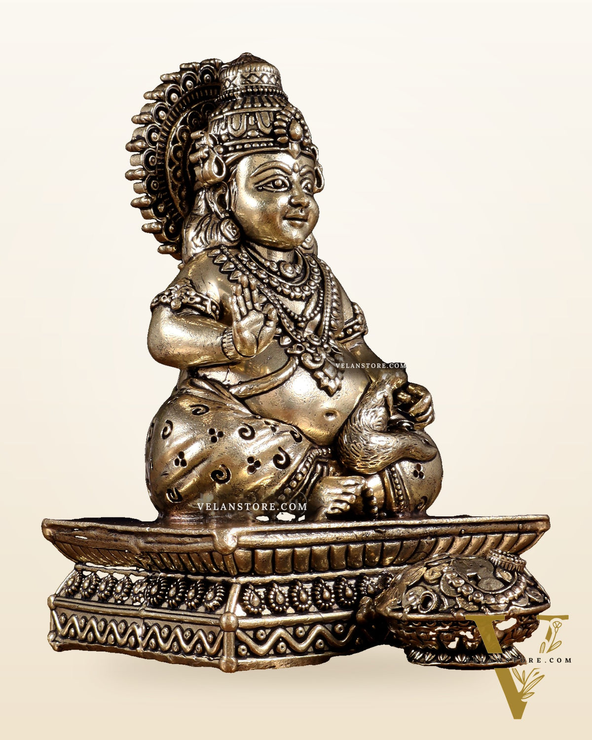 Brass Superfine Lord Kubera Idol – Intricately Crafted (5 Inch)
