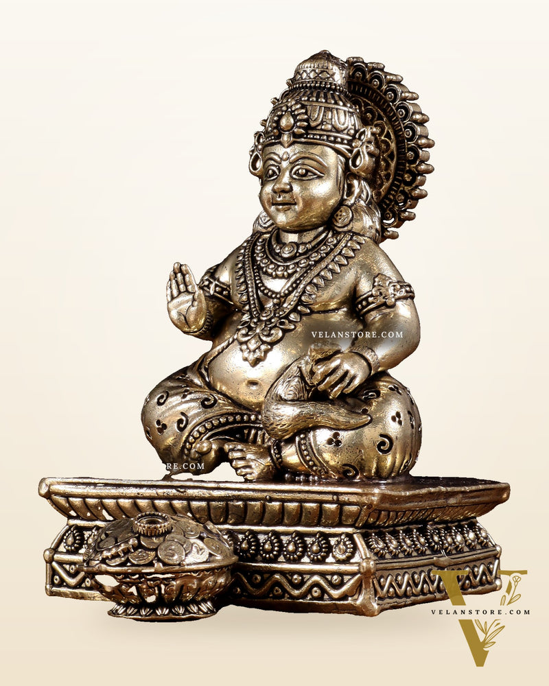 Brass Superfine Lord Kubera Idol – Intricately Crafted (5 Inch)