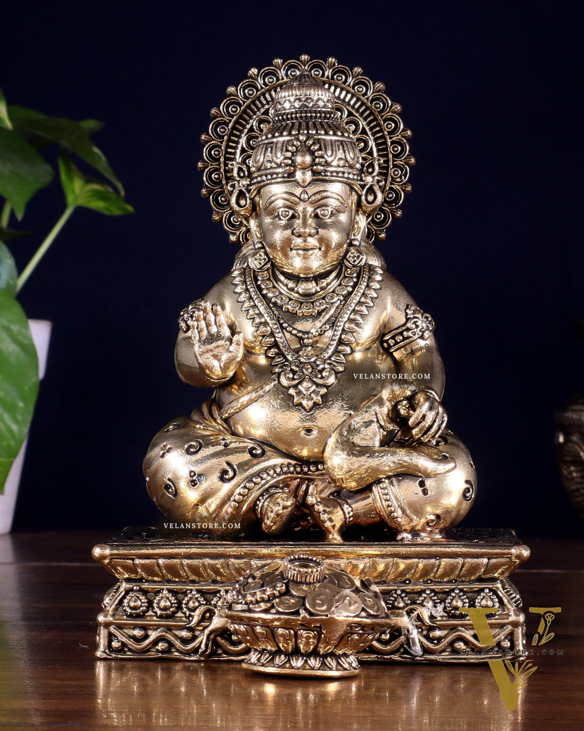 Brass Superfine Lord Kubera Idol – Intricately Crafted (6 Inch)