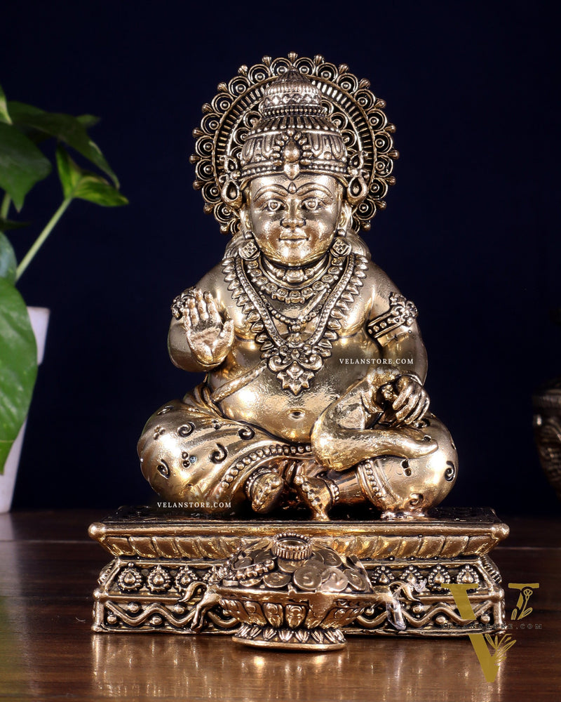 Brass Superfine Lord Kubera Idol – Intricately Crafted (6 Inch)