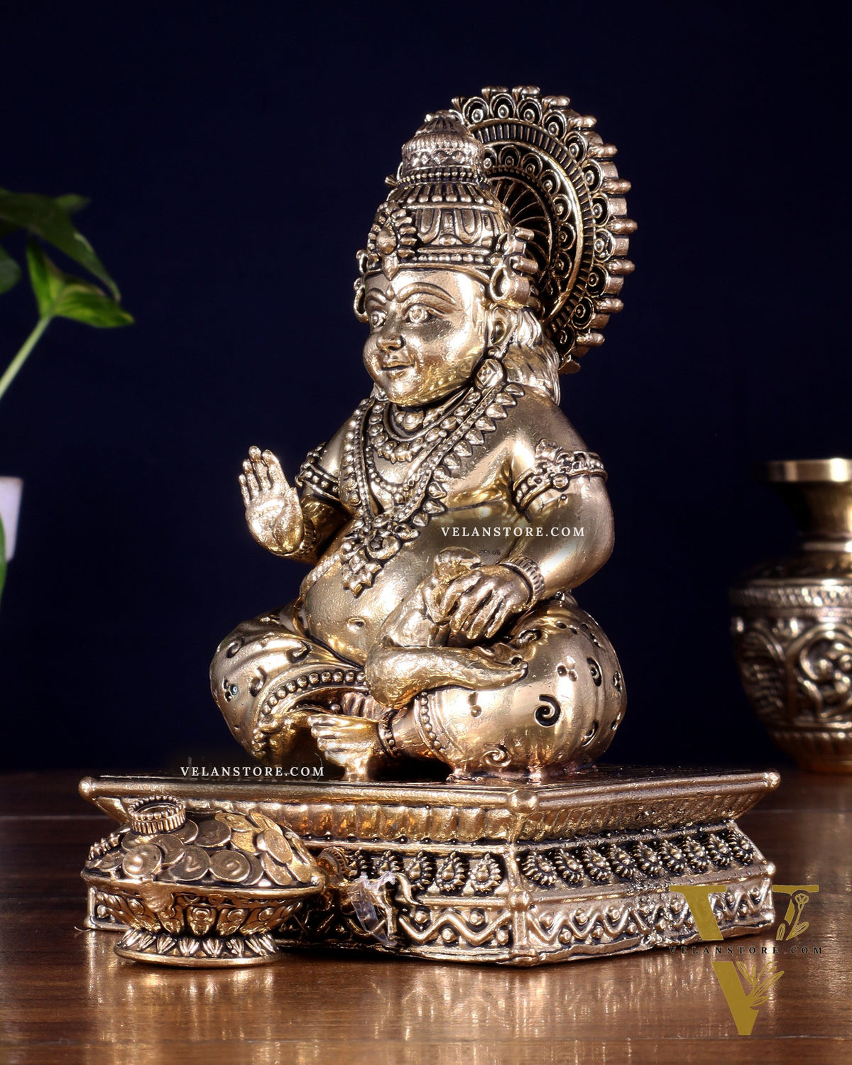Brass Superfine Lord Kubera Idol – Intricately Crafted (6 Inch)