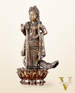 Brass Superfine Lord Murugan Idol on Wooden Base – 10 Inch