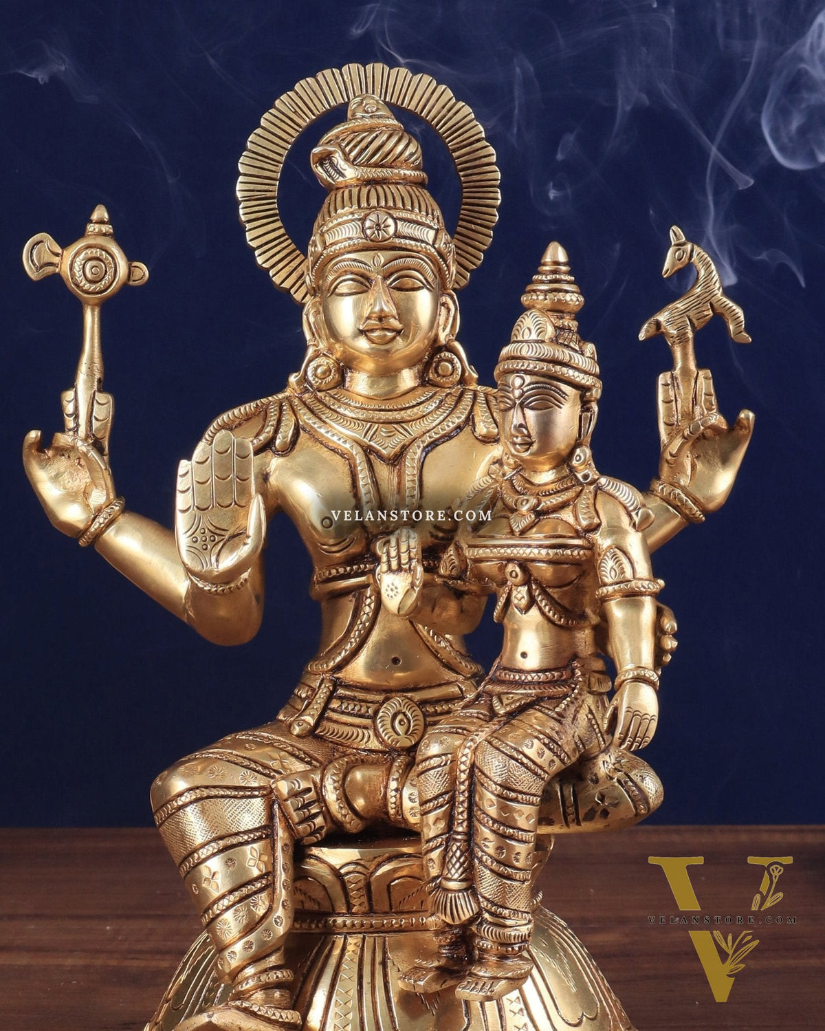 Brass Superfine Lord Shiva and Parvati Seated Statue 10"
