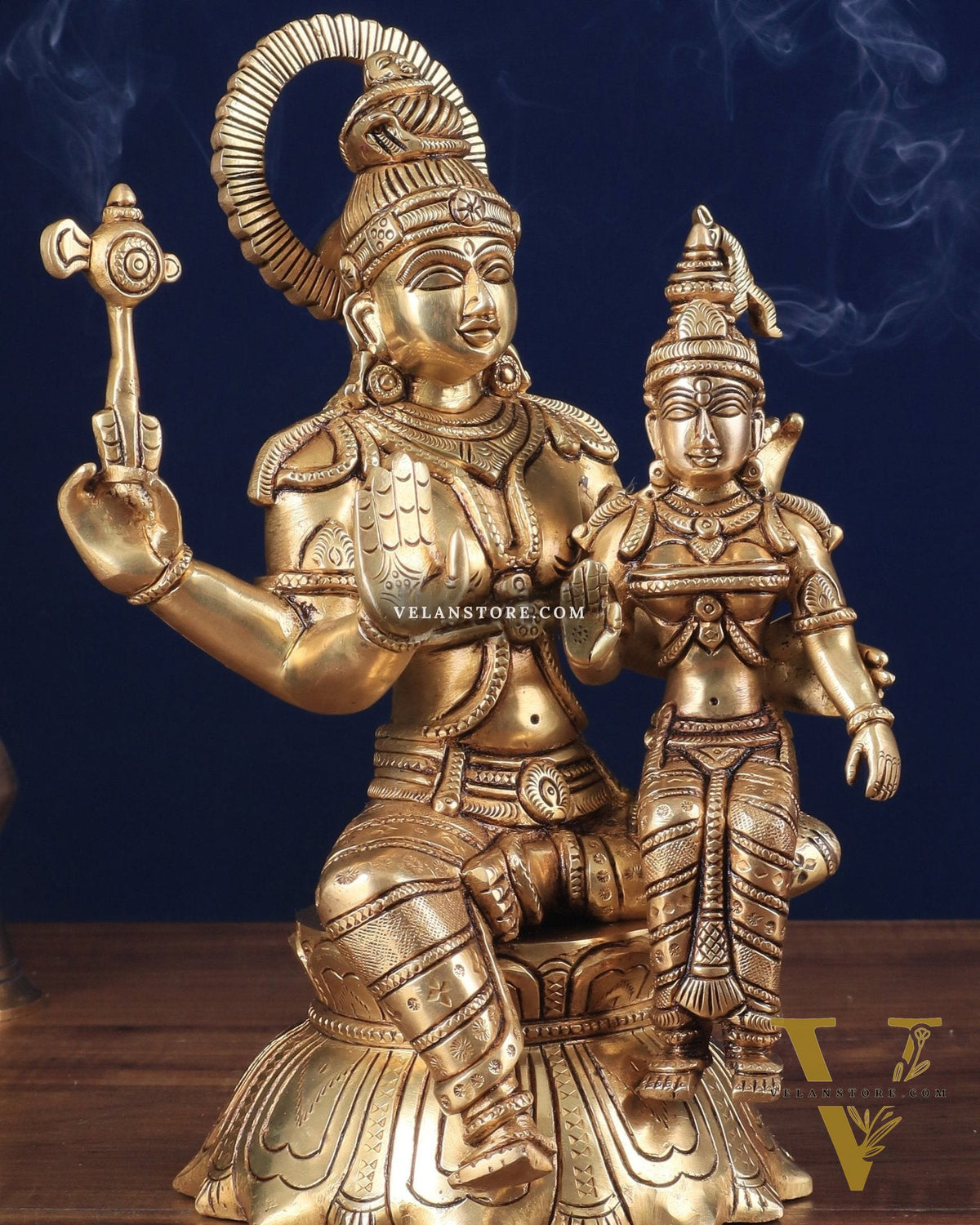 Brass Superfine Lord Shiva and Parvati Seated Statue 10"