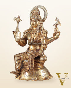 Brass Superfine Lord Shiva and Parvati Seated Statue 10"