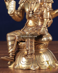 Brass Superfine Lord Shiva and Parvati Seated Statue 10"