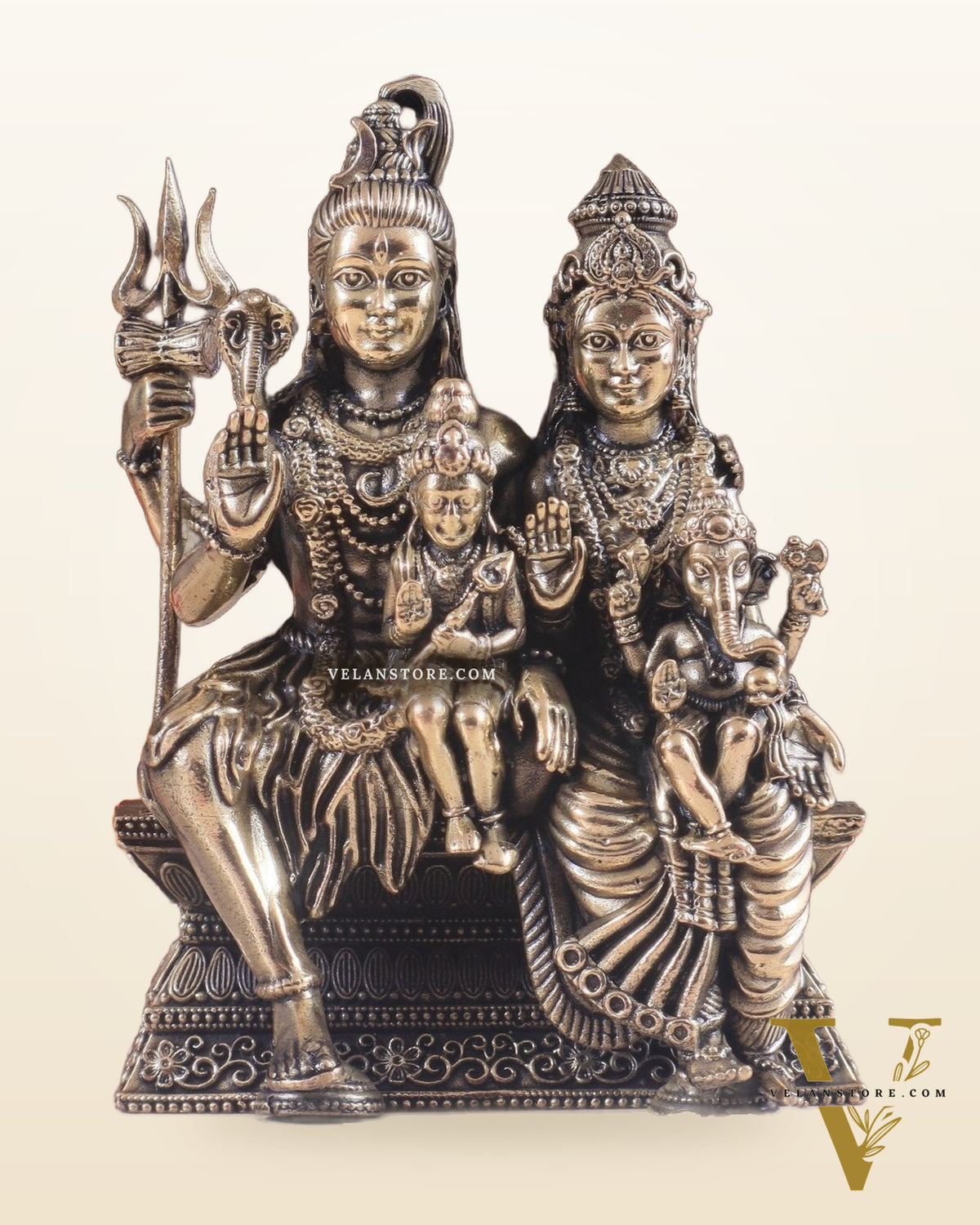 Brass Superfine Lord Shiva Family – Intricately Carved Statue 3.5"
