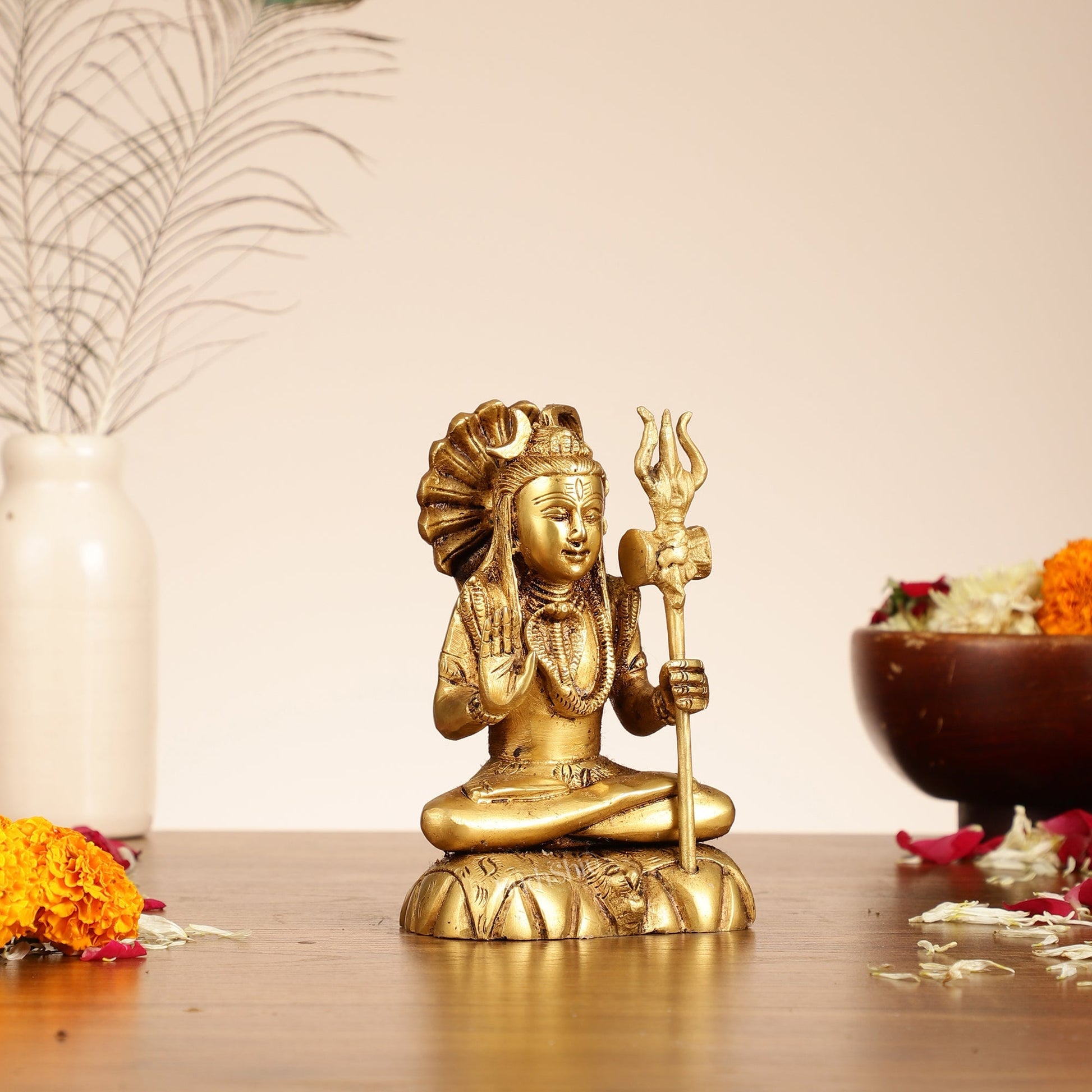 Brass Superfine Lord Shiva Idol - 6 Inch