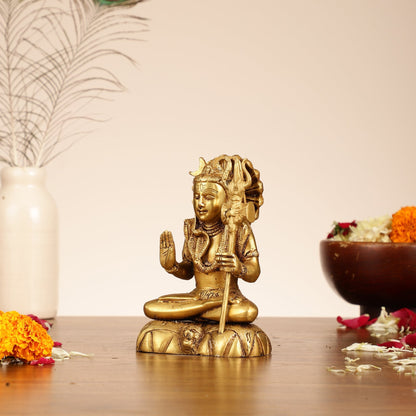 Brass Superfine Lord Shiva Idol - 6 Inch