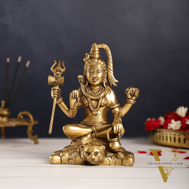 Brass Superfine Lord Shiva Idol with Four Arms | Height 7 inch