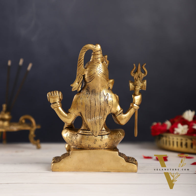 Brass Superfine Lord Shiva Idol with Four Arms | Height 7 inch