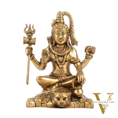 Brass Superfine Lord Shiva Idol with Four Arms | Height 7 inch