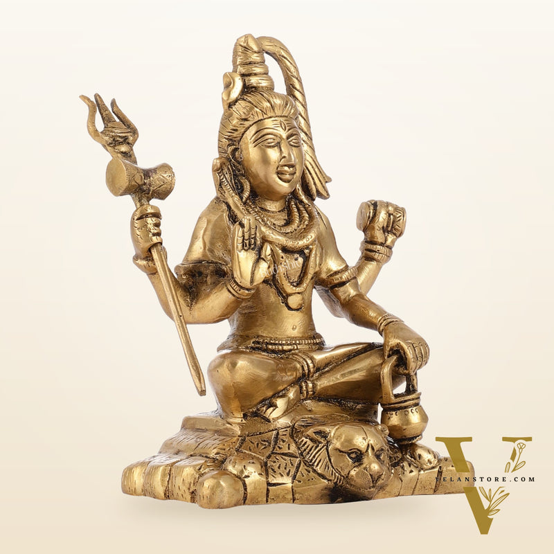 Brass Superfine Lord Shiva Idol with Four Arms | Height 7 inch