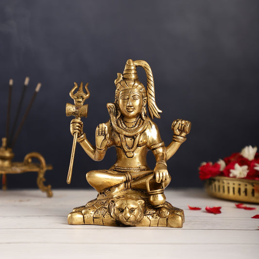 Brass Superfine Lord Shiva Idol with Four Arms | Height 7 inch