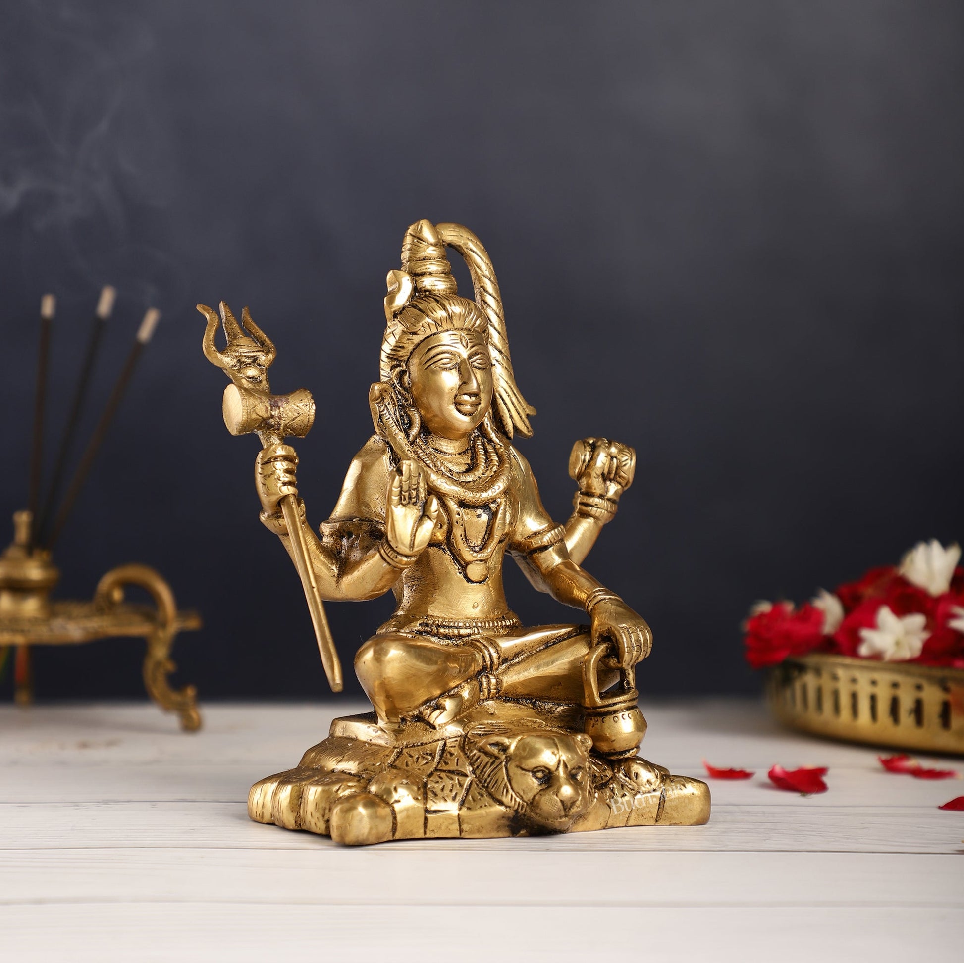 Brass Superfine Lord Shiva Idol with Four Arms | Height 7 inch