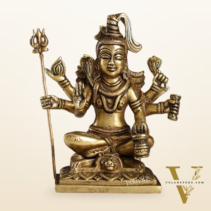 Brass Superfine Lord Shiva Idol with Six Arms | Height 6.5 inch