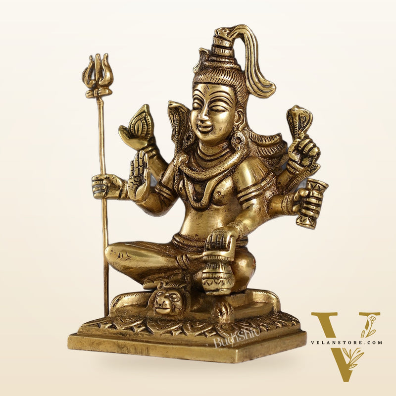 Brass Superfine Lord Shiva Idol with Six Arms | Height 6.5 inch