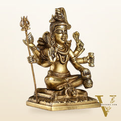 Brass Superfine Lord Shiva Idol with Six Arms | Height 6.5 inch