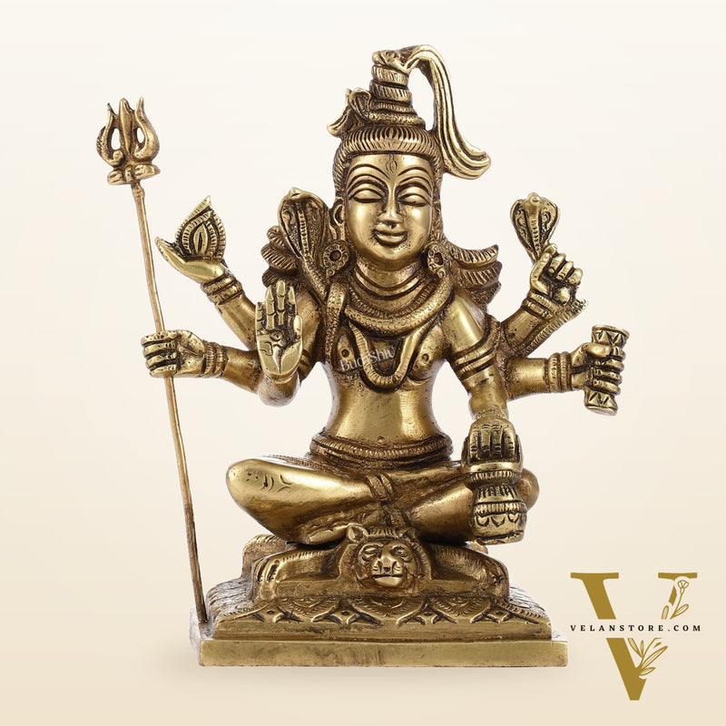 Brass Superfine Lord Shiva Idol with Six Arms | Height 6.5 inch