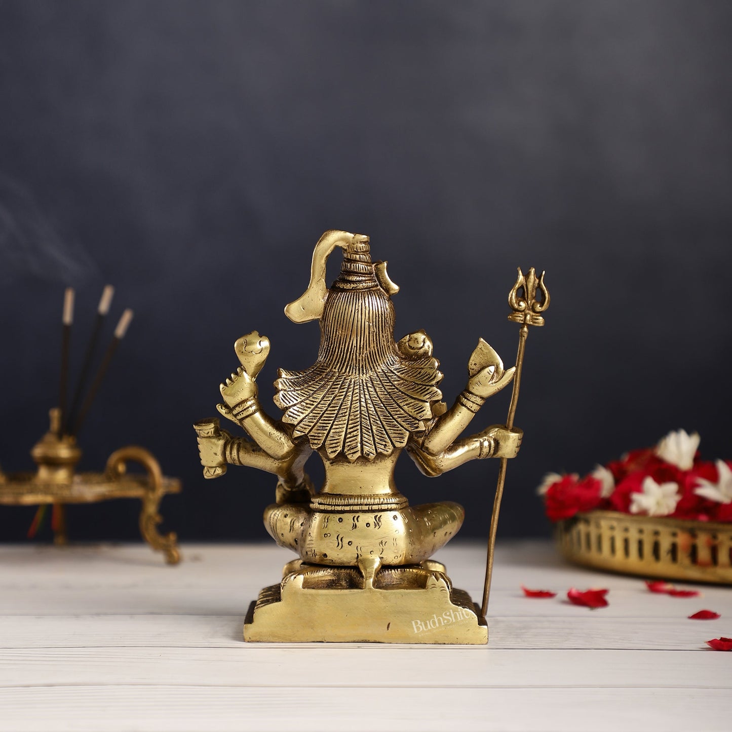 Brass Superfine Lord Shiva Idol with Six Arms | Height 6.5 inch