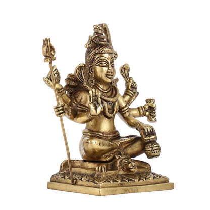 Brass Superfine Lord Shiva Idol with Six Arms | Height 6.5 inch