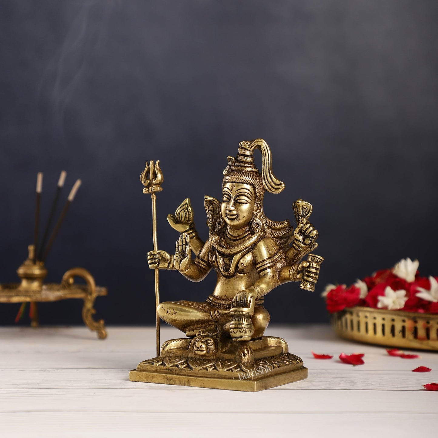 Brass Superfine Lord Shiva Idol with Six Arms | Height 6.5 inch
