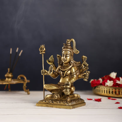 Brass Superfine Lord Shiva Idol with Six Arms | Height 6.5 inch