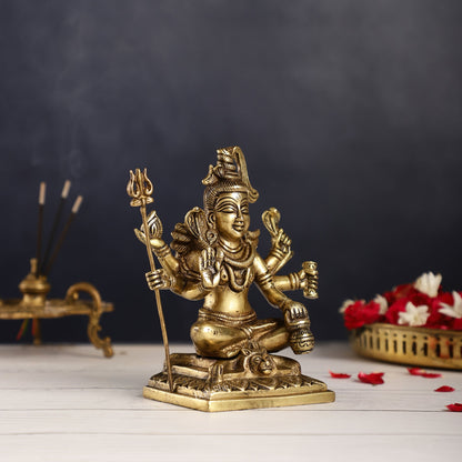 Brass Superfine Lord Shiva Idol with Six Arms | Height 6.5 inch