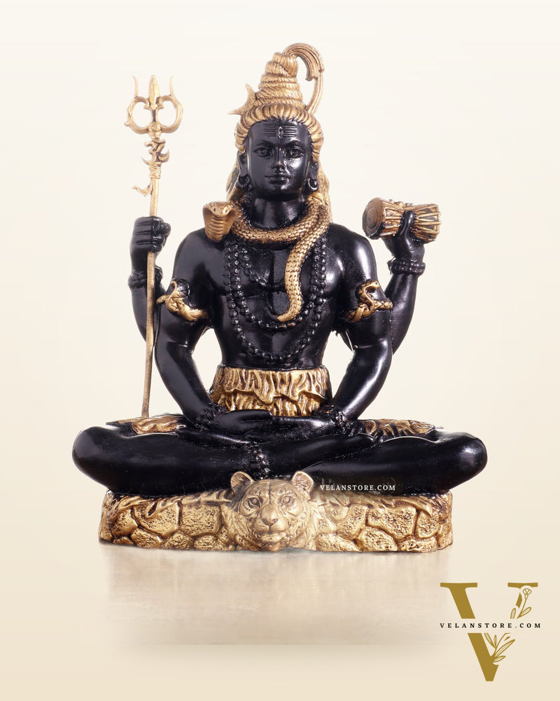 Brass Superfine Lord Shiva in Meditation Statue 6" black edition