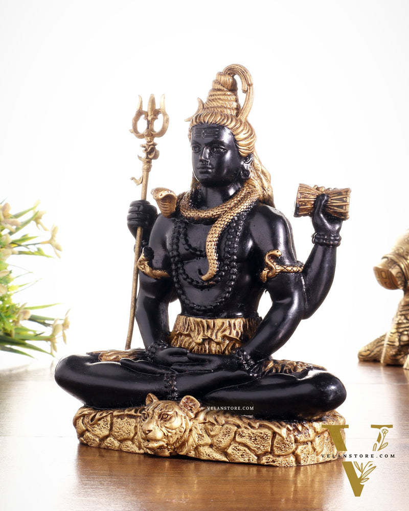 Brass Superfine Lord Shiva in Meditation Statue 6" black edition