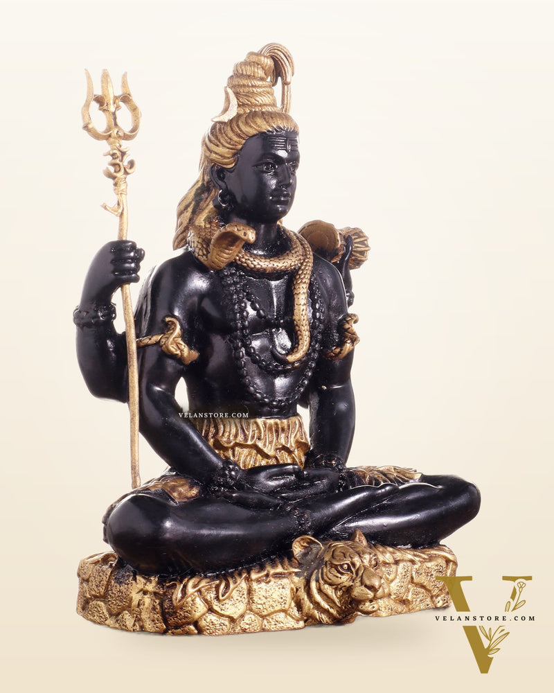 Brass Superfine Lord Shiva in Meditation Statue 6" black edition