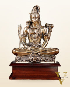 Brass Superfine Lord Shiva in Meditation Statue on Wooden Base – 8.5 Inch