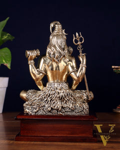 Brass Superfine Lord Shiva in Meditation Statue on Wooden Base – 8.5 Inch