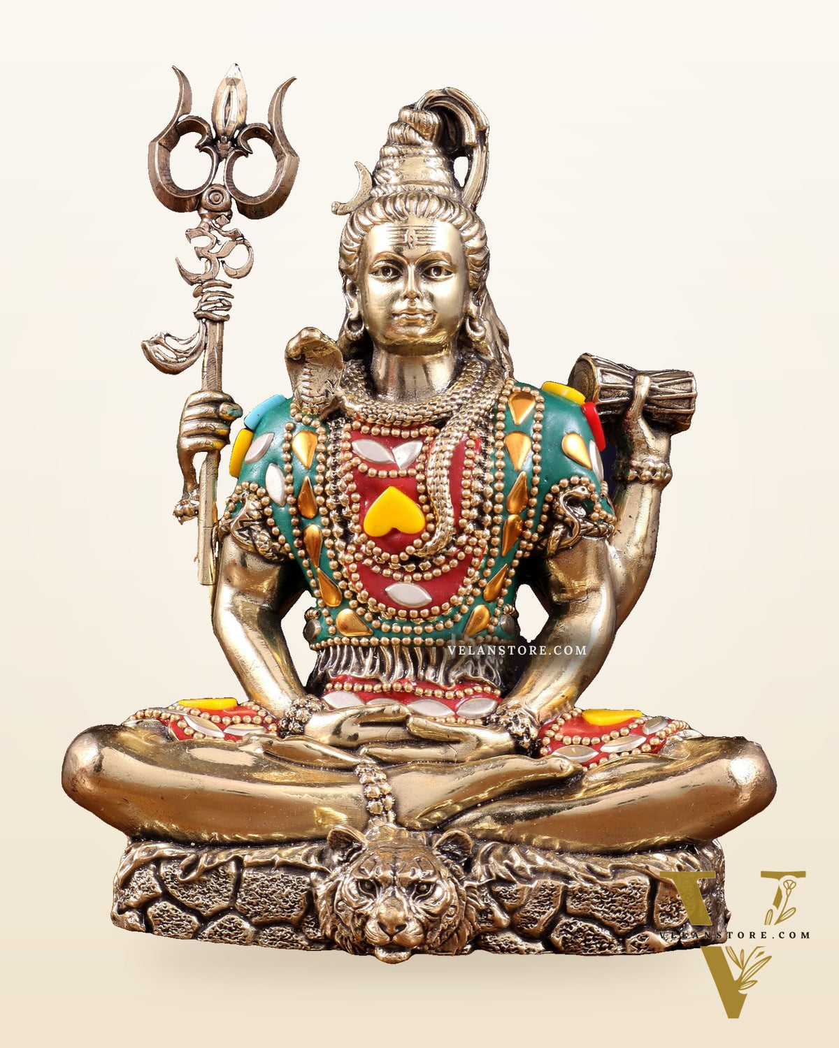 Brass Superfine Lord Shiva Statue – 6 inch with Stonework