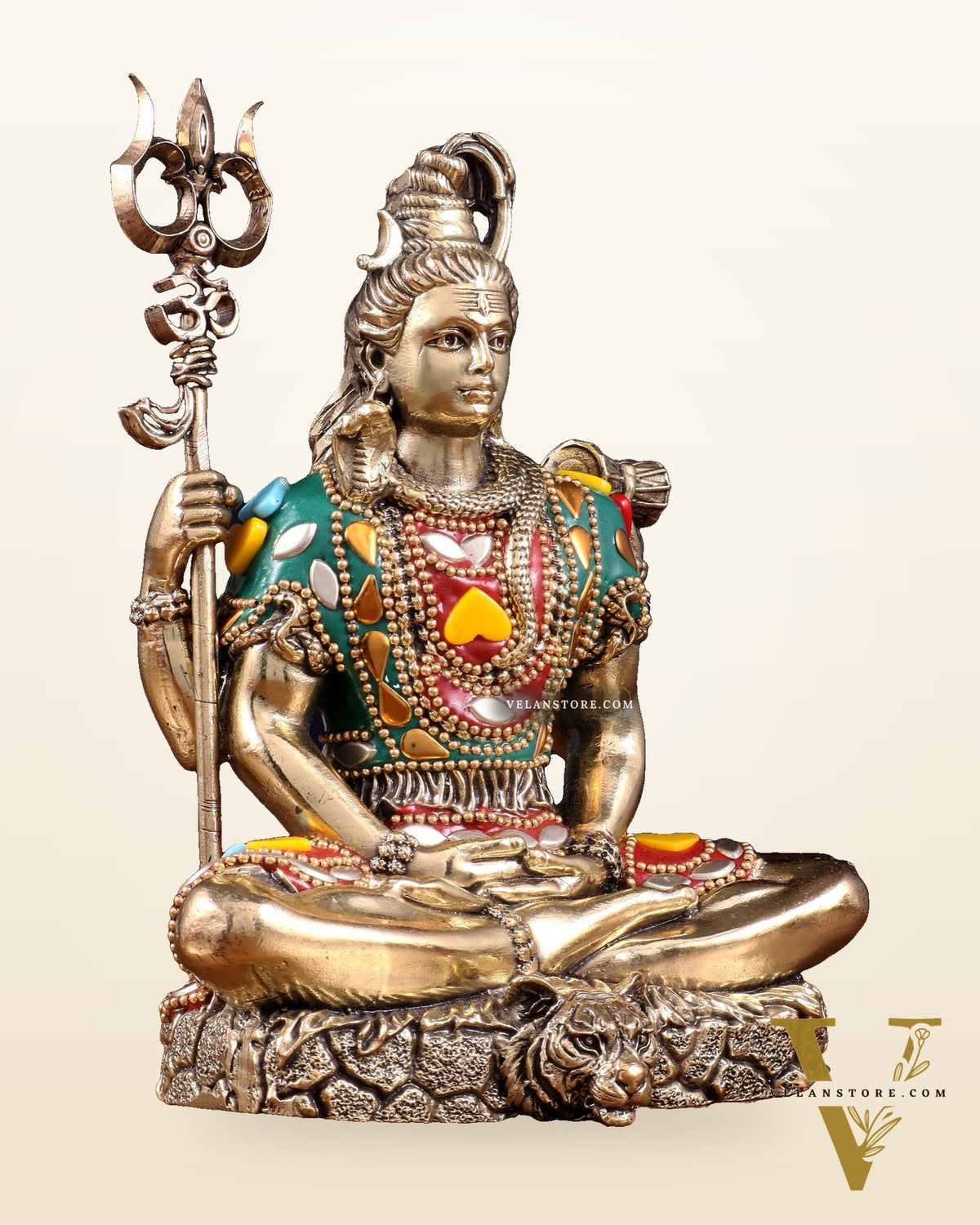 Brass Superfine Lord Shiva Statue – 6 inch with Stonework