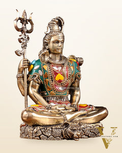 Brass Superfine Lord Shiva Statue – 6 inch with Stonework