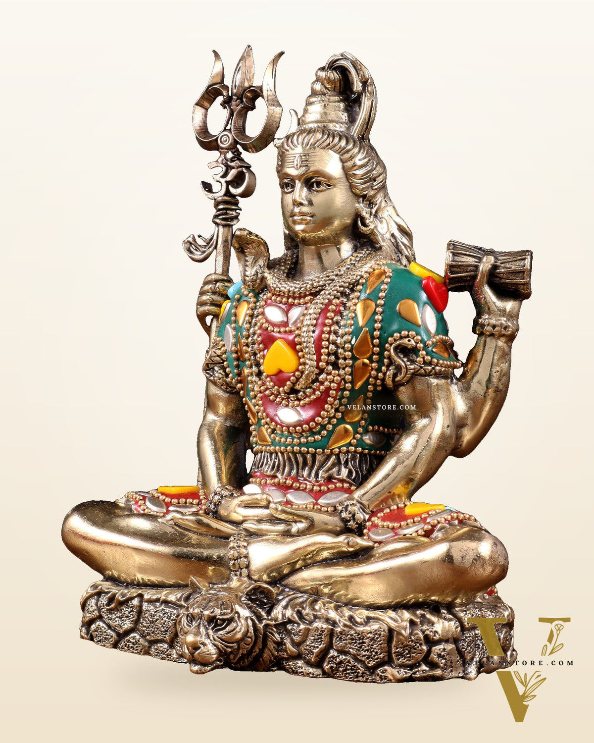 Brass Superfine Lord Shiva Statue – 6 inch with Stonework