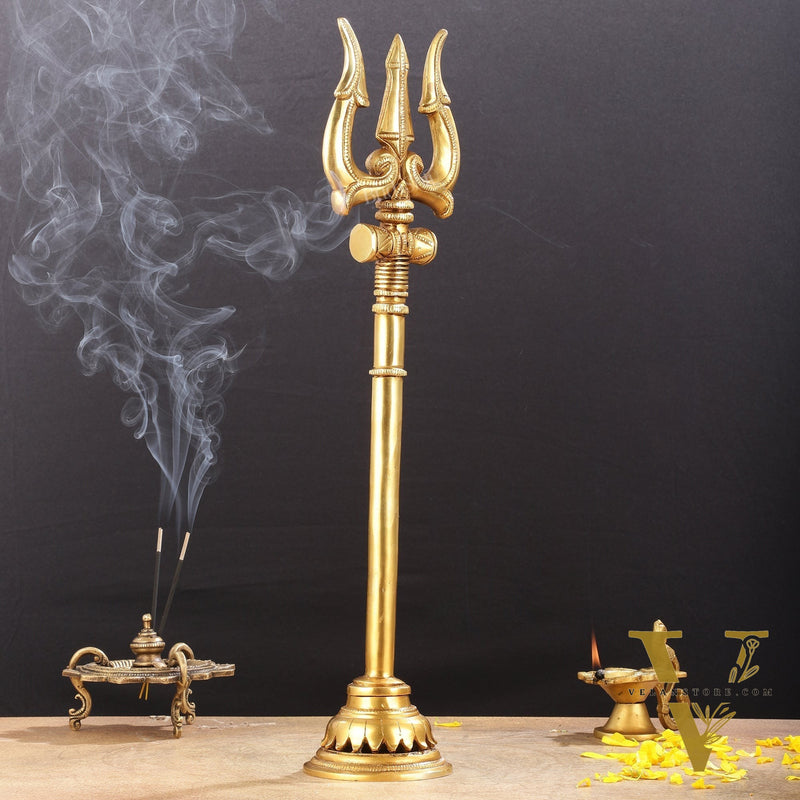 Brass Superfine Lord Shiva Trishul - 19 Inch Statue