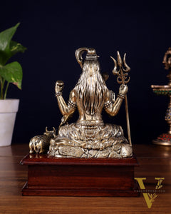 Brass Superfine Lord Shiva with Nandi on Wooden Base – 6.5 Inch