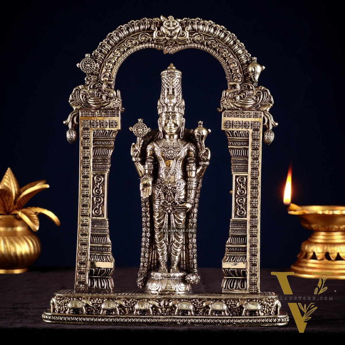 Brass Superfine Lord Tirupati Balaji Intricate Lightweight Statue 9.5"