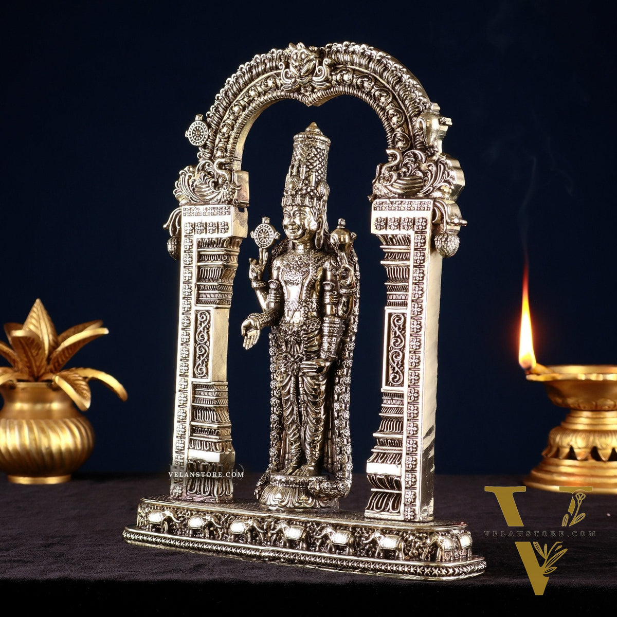 Brass Superfine Lord Tirupati Balaji Intricate Lightweight Statue 9.5"